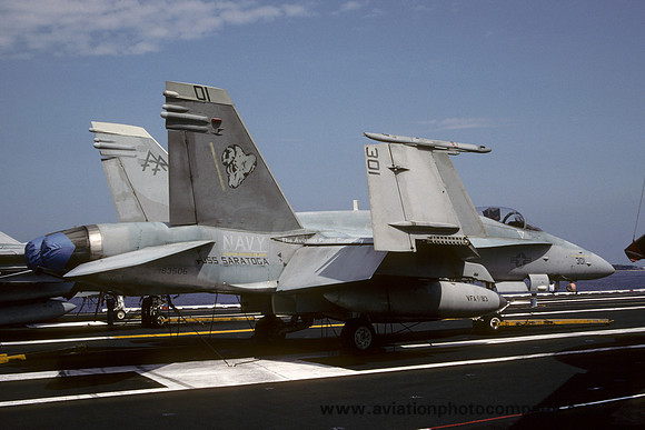 US Navy VFA-83 McDonnell Douglas F/A-18C Hornet 163506/AA-301 on USS Saratoga (1992)