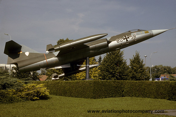 German Air Force Lockheed F-104G Starfighter 80+58 displayed at Erding (1986)