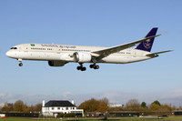 Saudia Boeing 787-9 HZ-ARG at Manchester (2024)