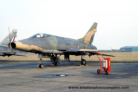 French Air Force North American F-100D Super Sabre 42166/11-MV stored at RAF Sculthorpe (1976)