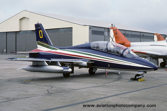 Italian Air Force Frecce Tricolori Aermacchi MB-339A MM54537/0 at IAT Fairford (1987)
