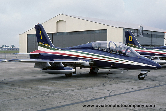 Italian Air Force Frecce Tricolori Aermacchi MB-339A MM54552/1 at IAT Fairford (1987)
