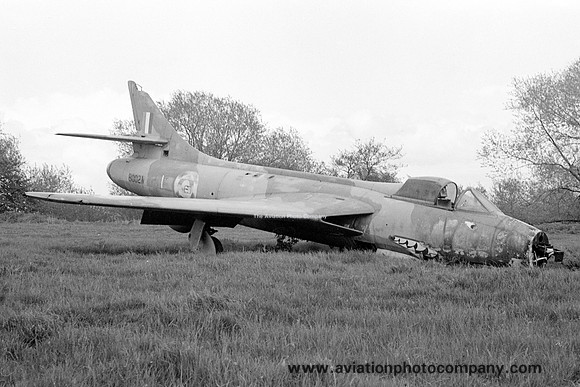 RAF Hawker Hunter F.4 8002M at the Catterick Fire School (1976)