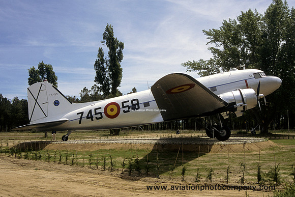 Spanish Air Force Douglas C-47-DL T.3-59 displayed at Salamanca