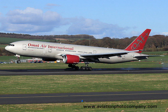Omni Air International Boeing 777-2U8ER N819AX at Prestwick (2024)