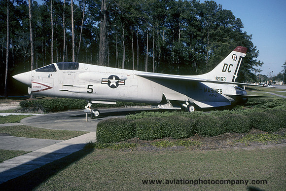 US Marines VMF-112 Chance F-8C Crusader 146963 displayed at MCAS Beaufort (1999)