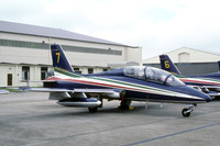 Italian Air Force Frecce Tricolori Aermacchi MB-339A MM54473/7 at IAT Fairford (1987)