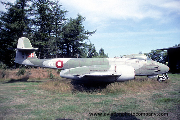 Danish Air Force Gloster Meteor F.8 B-491 displayed at Karup (1989)