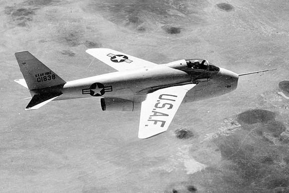 US Air Force Bell X-5 Experimental Jet 50-1838 Air to Air