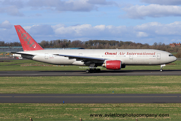 Omni Air International Boeing 777-2U8ER N828AX at Prestwick (2024)