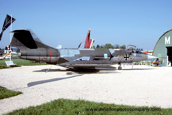 West German Air Force Lockheed F-104G Starfighter 20+43 displayed at Schwenningen (1989)