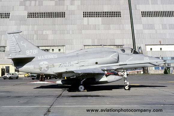 US Marines VMA-211 Douglas A-4M Skyhawk 159781/CF-18 at NAS Moffett Field (1980)