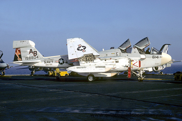 US Navy VAQ-133 Grumman EA-6B Prowler 158804/AB-614 on board USS John F Kennedy (1977)