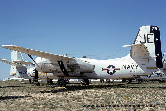 US Navy VC-2 Grumman TS-2A 133155/JE-25 at MASDC Davis Monthan (1975)