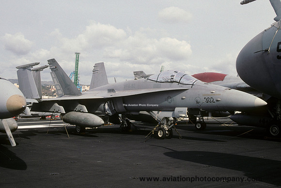 US Navy VFA-82 McDonnell Douglas F/A-18C Hornet 165202/AB-302 on board USS Theodore Roosevelt (2002)
