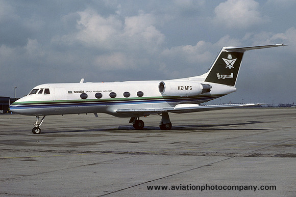 Saudia Saudia Arabian Airlines Grumman G-1159 Gulfstream 2SP HZ-AFG at Heathrow (1980)