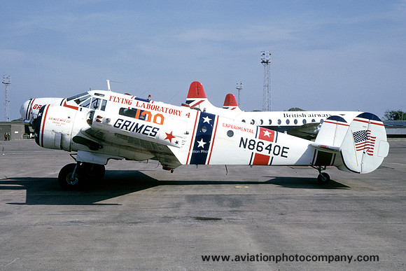 Grimes Flying Lab Foundation Beech 18 (C-45H) N8640E at Prestwick (1975)