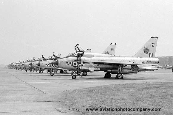 RAF 56 Squadron English Electric Lightning lineup at RAF Wattisham (1976)