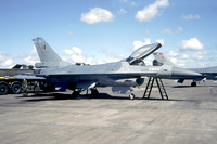 Belgian Air Force 1 Wing 349 Squadron GD F-16A Fighting Falcon FA-31 at RAF St Mawgan (1987)