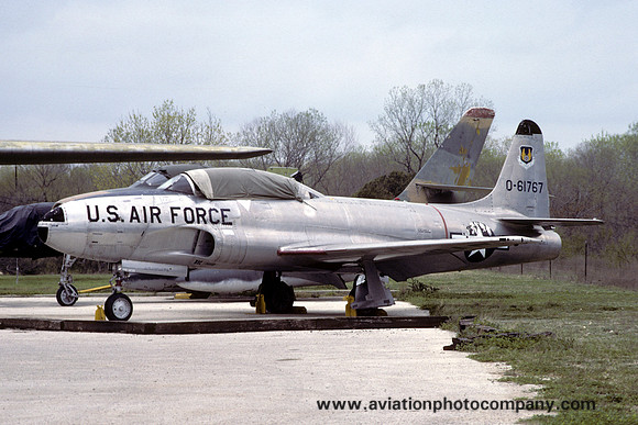 USAF Lockheed T-33A Shooting Star 56-1767 displayed at Kelly AFB (1978)
