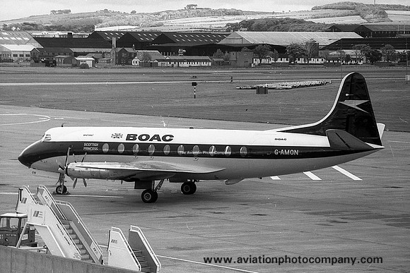BOAC Vickers Viscount V.701 G-AMON at Prestwick (1974)