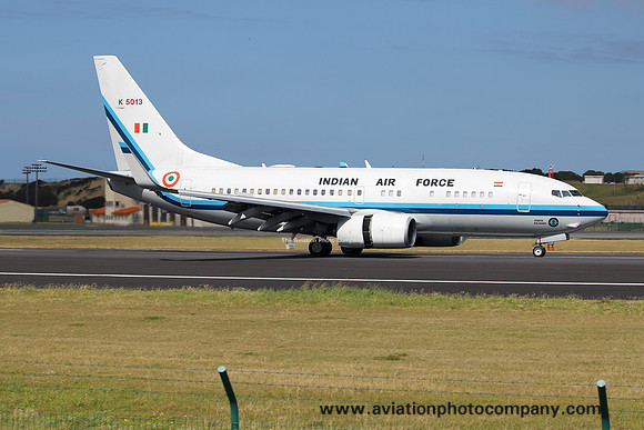 Indian Air Force AHQCS Boeing 737-7HI (BBJ-1) K5013 at Lajes (2025)