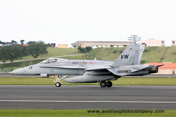 US Marines VMFA-314 McDonnell Douglas F/A-18A Hornet 163094/VW-13 at Lajes (2012)