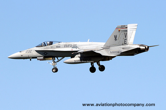 US Marines VMFA-115 McDonnell Douglas F/A-18A Hornet 163173/VE-202 at NAF El Centro (2012)