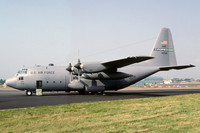 USAF 43 AW Lockheed C-130E Hercules 64-0525 at Prestwick (2003)