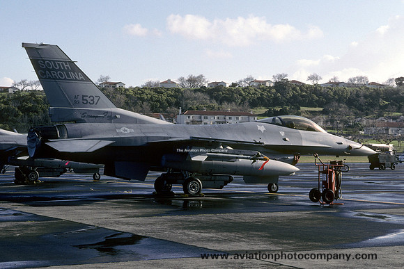 USAF South Carolina ANG 157 FS GD F-16C 93-0537 at Lajes (2000)