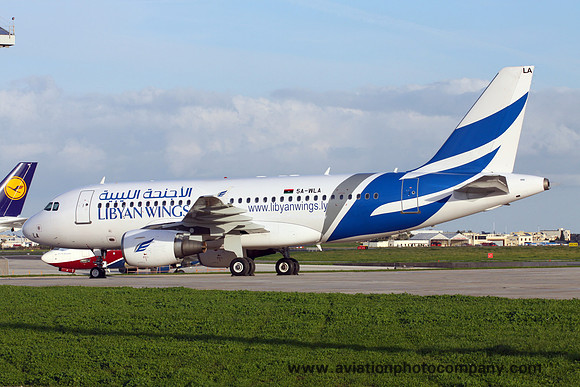 Libyan Wings Airbus A319-100 5A-WLA at Malta Luqa (2014)