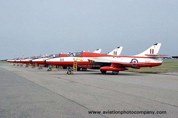 RAF 4 FTS Hawker Hunter T.7 lineup (1975)