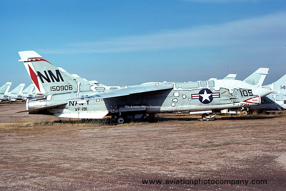 US Navy VF-191 Chance F-8J 150906 stored at MASDC Davis Monthan (1975)