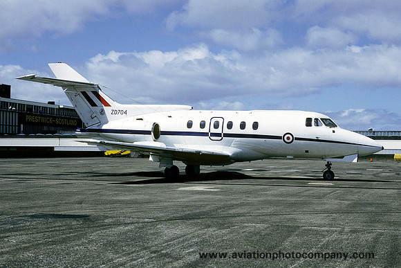 RAF 32 Squadron Hawker Siddeley HS.125 CC.3 ZD704 at Prestwick (1989)