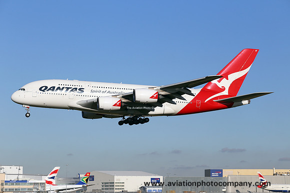 Qantas Airbus A380-800 VH-OQF at London Heathrow (2015)