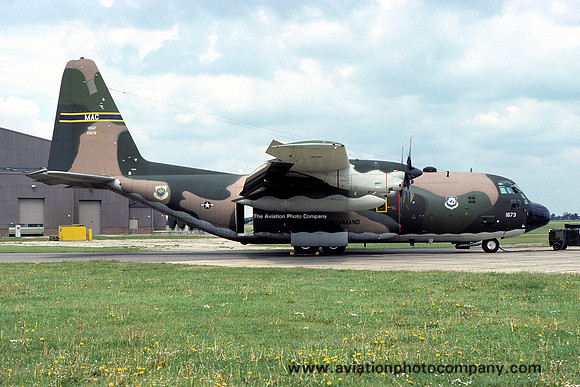 USAF 463rd Tactical Airlift Wing Lockheed C-130H Hercules 74-1673 at RAF Mildenhall (1976)