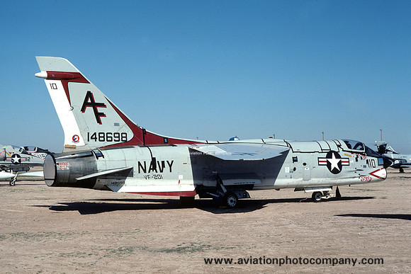 US Navy VF-201 Chance F-8H 148698/AF-110 stored at MASDC  Davis Monthan (1977)