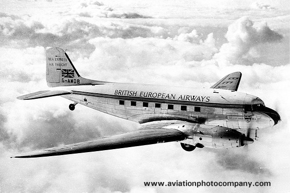 BEA Express Air Freight Douglas C-47 Dakota G-AMDB Air to Air
