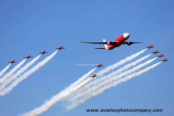 RAF Red Arrows and Air Asia Airbus A330 at LIMA 2007 Langkawi