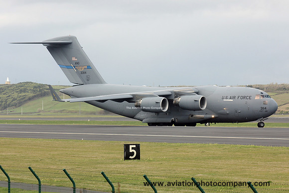 USAF Mississippi ANG 183 AS McDonnell Douglas C-17A 03-3114 at Lajes (2015)
