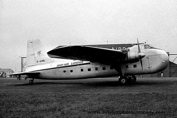 Dan Air London Bristol 170 Freighter Mk31 G-AINL at Newcastle (1960)