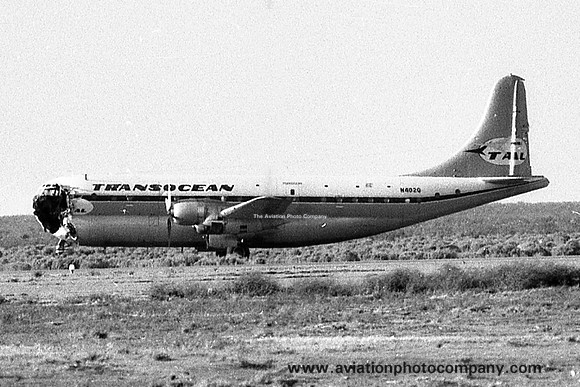 Transocean Airlines Boeing 377-10-32 Stratocruiser N402Q at Mojave (1968)