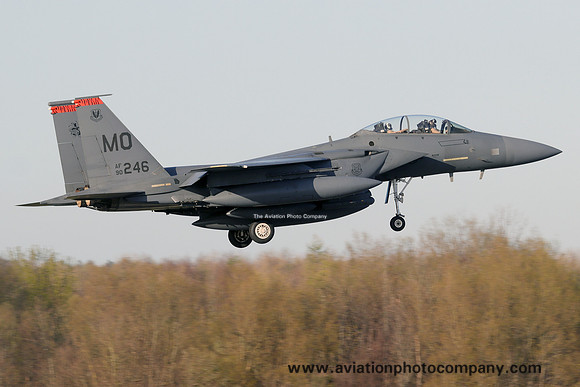 USAF 366 FW 391 FS McDonnell Douglas F-15E Strike Eagle 90-0246/MO at Prestwick (2025)