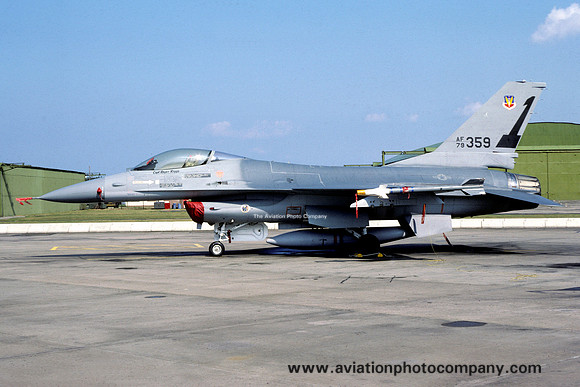 USAF 388 TFW GD F-16A Fighting Falcon 79-0359/1 at RAF Lossiemouth (1981)