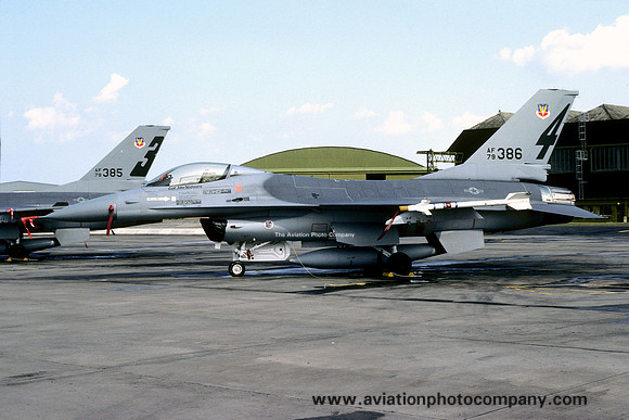 USAF 388 TFW GD F-16A Fighting Falcon 79-0386/4 at RAF Lossiemouth (1981)