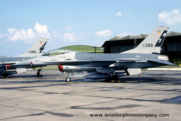 USAF 388 TFW GD F-16A Fighting Falcon 79-0388/5 at RAF Lossiemouth (1981)