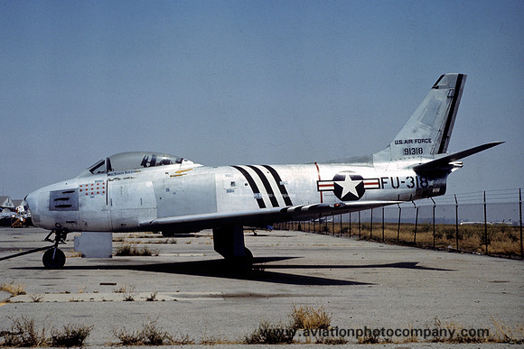 USAF North American F-86A Sabre 49-1318 at Chino (1981)