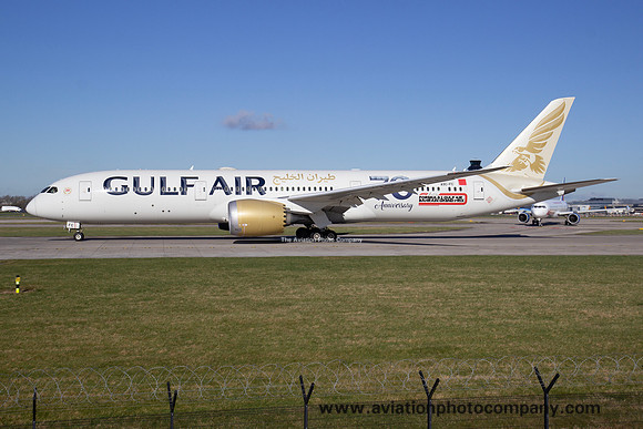 Gulf Air Boeing 787-9 A9C-FC at Manchester (2025)