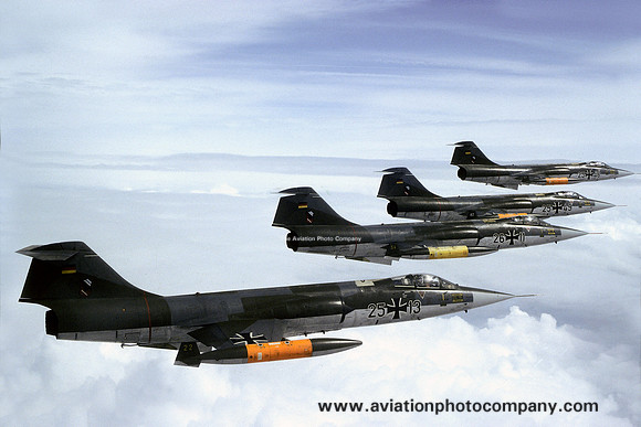 West German Air Force JBG32 Lockheed F-104G Starfighter 25+13 Air to Air (1982)