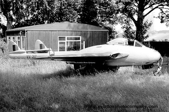 RAF De Havilland Vampire FB.5 VV217 at 301 ATC Bury St Edmunds (1976(